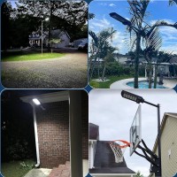 Mokot Solar Street Light, 600W Waterproof Outdoor, 504 Led, Floodlight, Patio, Black, Remote Control, Pir Sensor, High Efficiency, Pole Mount