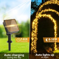 Kolpop Solar Fairy Lights, 96Ft 240 Led Warm White String Lights, Waterproof, 8 Modes, Auto On/Off, Easy To Shape, Outdoor Use