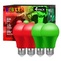 Christmas Light Bulbs A19 Led Red Light Bulbs Green Light Bulbs Red And Green Bulbs 60W Equivalent 9W E26 Base Red Green Po