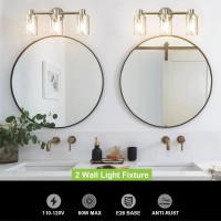 Alaislyc 3 Light Bathroom Wall Light Fixtures Chrome Bathroom Wall Sconce With Clear Glass Lights Over Mirror Vanity Lights E26