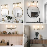 Alaislyc 3 Light Bathroom Wall Light Fixtures Chrome Bathroom Wall Sconce With Clear Glass Lights Over Mirror Vanity Lights E26