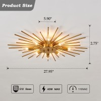 Zglaojt Semi Flush Mount 8 Light Ceiling Light Modern Metal Ceiling Lighting Gold Light Fixture Chandelier For Farmhouse Kitchen