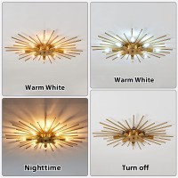 Zglaojt Semi Flush Mount 8 Light Ceiling Light Modern Metal Ceiling Lighting Gold Light Fixture Chandelier For Farmhouse Kitchen