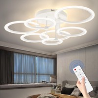 Seable Modern Led Ceiling Light Dimmable Ceiling Light Fixtures With Remote 7 Rings White Close To Ceiling Lights 318 130W 30