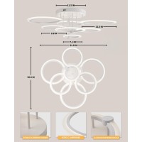 Seable Modern Led Ceiling Light Dimmable Ceiling Light Fixtures With Remote 7 Rings White Close To Ceiling Lights 318 130W 30