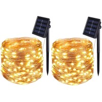 Bolweo Solar String Lights Outdoor Waterproof Warm White, Solar Fairy Lights 39.4Ft 120Led 8 Modes Copper Wire Lighting For Indoor Outdoor Wedding Patio Home Garden Halloween Christmas Decorations