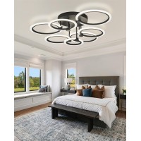 Seable Modern Led Ceiling Light 7 Rings Dimmable Ceiling Light Fixtures With Remote Black Close To Ceiling Light 318 130W 300