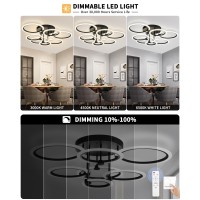 Seable Modern Led Ceiling Light 7 Rings Dimmable Ceiling Light Fixtures With Remote Black Close To Ceiling Light 318 130W 300