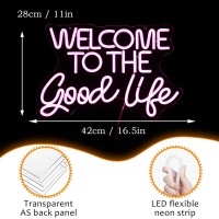 Welcome To The Good Life Neon Sign Letter Led Neon Lights Dimmable Usb Powered 165X11Cool Wall Decorative Light Bedroom Kids Ro