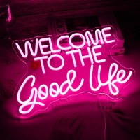 Welcome To The Good Life Neon Sign Letter Led Neon Lights Dimmable Usb Powered 165X11Cool Wall Decorative Light Bedroom Kids Ro