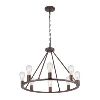 Micsiu 8 Light Farmhouse Wagon Wheel Chandelier Oil Rubbed Bronze, 25 Inch Contemporary Kitchen Pendant Lighting Over Island, Farmhouse Hanging Ceiling Light For Bedroom, Living Room, Foyer