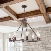 Micsiu 8 Light Farmhouse Wagon Wheel Chandelier Oil Rubbed Bronze, 25 Inch Contemporary Kitchen Pendant Lighting Over Island, Farmhouse Hanging Ceiling Light For Bedroom, Living Room, Foyer