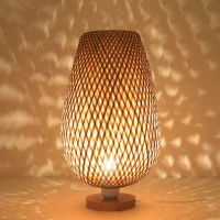 Guanshan Bamboo Woven Table Lamp Zen Style Bamboo Lampshade Table Lamp Decorative Table Lighting Night Light Atmosphere Light Bedroom, Living Room