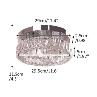 Finktonglan 116 Crystal Flush Mount Led Ceiling Light Modern Round Chandelier Light Fixture Stainless Steel Leaf Ceiling Lam