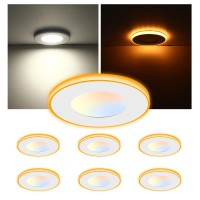 Cloudy Bay [6 Pack] 3 Inch 5Cct Led Recessed Down Light With Night Light,2700K/3000K/3500K/4000K/5000K Selectable Ultra-Thin Recessed Lighting,Dimmable Canless Wafer Downlight