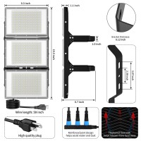 Rommor 600W Led Flood Light, 60000Lm Super Bright Outdoor Security Lights With Wider Lighting Angle, 6000K Daylight White, Ip66 Waterproof,Suitable For All Outdoor Venues