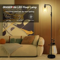 Boostarea Dimmable Floor Lamp Standing Lamp With Glass Lampshade 6W Led Bulb Included Modern Floor Lamp Industrial Floor Lam