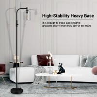 Boostarea Dimmable Floor Lamp Standing Lamp With Glass Lampshade 6W Led Bulb Included Modern Floor Lamp Industrial Floor Lam