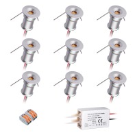 Hhtun Mini Downlight Dc12V 1W 3000K 9 Pack Silver Shell Used For Indoor Wardrobe Lighting Cabinet Lighting Artwork Mini Light