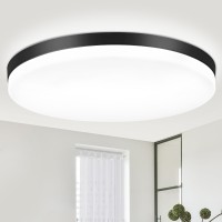 Dllt 24W Modern Dimmable Led Flush Mount Ceiling Light Fixture 13 Inch Black Round Close To Ceiling Lights For Bedroom Kitchen