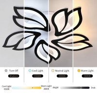 Goeco Ceiling Light, Flower Shaped Modern Ceiling Light Fixture With Remote Control And App, Led Dimmable Acrylic Black Ceiling Light For Living Room, Bedroom, Dining Room, Kitchen