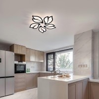 Goeco Ceiling Light, Flower Shaped Modern Ceiling Light Fixture With Remote Control And App, Led Dimmable Acrylic Black Ceiling Light For Living Room, Bedroom, Dining Room, Kitchen