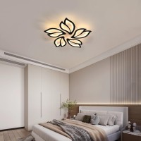 Goeco Ceiling Light, Flower Shaped Modern Ceiling Light Fixture With Remote Control And App, Led Dimmable Acrylic Black Ceiling Light For Living Room, Bedroom, Dining Room, Kitchen