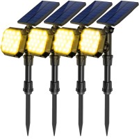 Roshwey Outdor Solar Lights, 22 Led 700 Lumens Bright Solar Garden Lights Waterproof Solar Spot Lights For Outside Landscape Yard Pond Patio Lawn - Warm White, 4 Pack