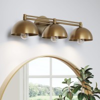 Nathan James Ace 3-Light Bathroom Vanity Light Fixture, Industrial Glam Wall Light With Vintaged Brass Finish