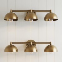 Nathan James Ace 3-Light Bathroom Vanity Light Fixture, Industrial Glam Wall Light With Vintaged Brass Finish