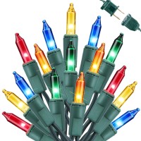 Toodour Multicolor Christmas Lights 125Ft 50 Count Incandescent Christmas String Lights Ul Certified Connectable Green Wire C