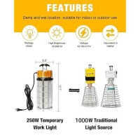 Jclgl Led Temporary Work Light 250W Construction Lights 5000K 30 000Lm Outdoor Job Site Lighting 10Ft Cord Ip65 Dust Waterproo