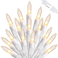 Toodour Clear Christmas Lights 125Ft 50 Count Incandescent Indoor Outdoor String Lights Ul Certified Connectable White Wire M