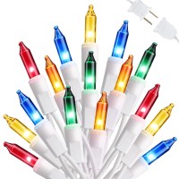 Toodour Multicolor Christmas Lights 125Ft 50 Count Incandescent Christmas String Lights Ul Certified Connectable White Wire C