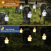 Daylightir Solar Halloween Ghost Pathway Lights Decorations Halloween Ghost Stake Lights Set Of 5 Lighted 3D Ghost Outdoor Wat