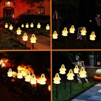 Daylightir Solar Halloween Ghost Pathway Lights Decorations Halloween Ghost Stake Lights Set Of 5 Lighted 3D Ghost Outdoor Wat