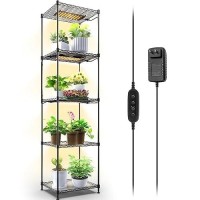 Barrina Plant Shelf With Grow Light 5Tier Plant Stand With 40W Ultrathin Grow Light Panel For Hydroponics Seedlings Succule