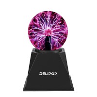 Delipop Plasma Ball, Magic Plasma Ball Lamp Plug In, 4 Inches Red Color Touch And Sound Sensitive Interactive Lamp With Black Base, Disco Light, Kids, Parties, Decorations