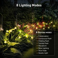 Ifalarila 8 Modes Firefly Garden Lights Solar Outdoor - Waterproof Fairy Lights With 1200Mah Solar Panels - Led Swaying Crystal Globe For Yard Decorations, Christmas, Pathway, Patio - 4 Pack