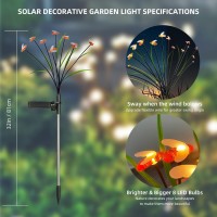 Cheri Bliss Solar Garden Firefly Lights, New Upgraded Honey Bee Design 16 Led, Solar Garden Lights Outdoor Waterproof, Firefly Lights Solar Outdoor Decorations For Patio Yard, Warm White (2 Pack)