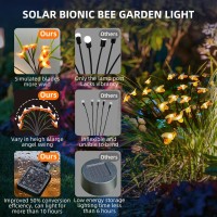 Cheri Bliss Solar Garden Firefly Lights, New Upgraded Honey Bee Design 16 Led, Solar Garden Lights Outdoor Waterproof, Firefly Lights Solar Outdoor Decorations For Patio Yard, Warm White (2 Pack)