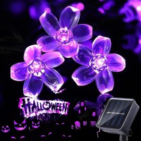 Iticdecor Outdoor Solar Flower String Lights Waterproof 50 Led Fairy Light Decorations For Christmas Tree Garden Patio Fence Yard Spring (Purple)