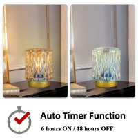 Battery Operated Table Lamps Timer Mini Crystal Lamp For Area No Plug Cordless Lamp With Led Bulb For Power Outage Decorative