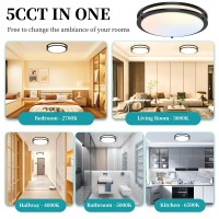 Gozig 12Inch 3800Lm Flush Mount Led Ceiling Light Fixtures 36W Black Dimmable Color Temperature Changeable Suitable For Kit