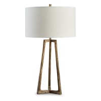 Nila 35 Inch Table Lamp, Antique Brass Metal, 3 Way Switch, Drum Shade