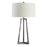 Nila 35 Inch Table Lamp, Pewter Gray Metal Base, 3 Way Switch, Drum Shade