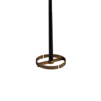 Kien 60 Inch Modern Floor Lamp, Black Metal Drum Shaped Shade, Gold Base