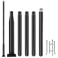 Ifvbey Street Light Pole 16Ft Tall - Black Outdoor Adjustable Metal Street Lamp Post For Lights With Mounting Steel Anchors