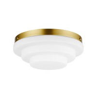 Globe Electric 66000081 2-Light Flush Mount Ceiling Light, Matte Brass, Tiered Milk Glass Shade, E12 Base Sockets, Light Fixture, Home Improvement, Bedroom Lights For Ceiling, Dining Light Fixture