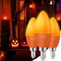 Eterbiz Orange Led Candelabra Light Bulbs, 6 Watt (60 Watt Equivalent), E12 Small Base Orange Bulb, Christmas Halloween Decorative Type B Candle Bulb For Chandelier, Ceiling Fan, Non-Dimmable, 3 Pack